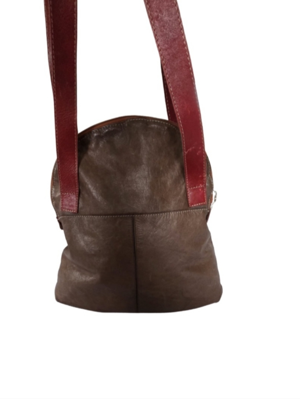 Velez Colombian Leather Vintage Earthy Chevron Stripe Sling Bag Shoulder Purse - Picture 6 of 15